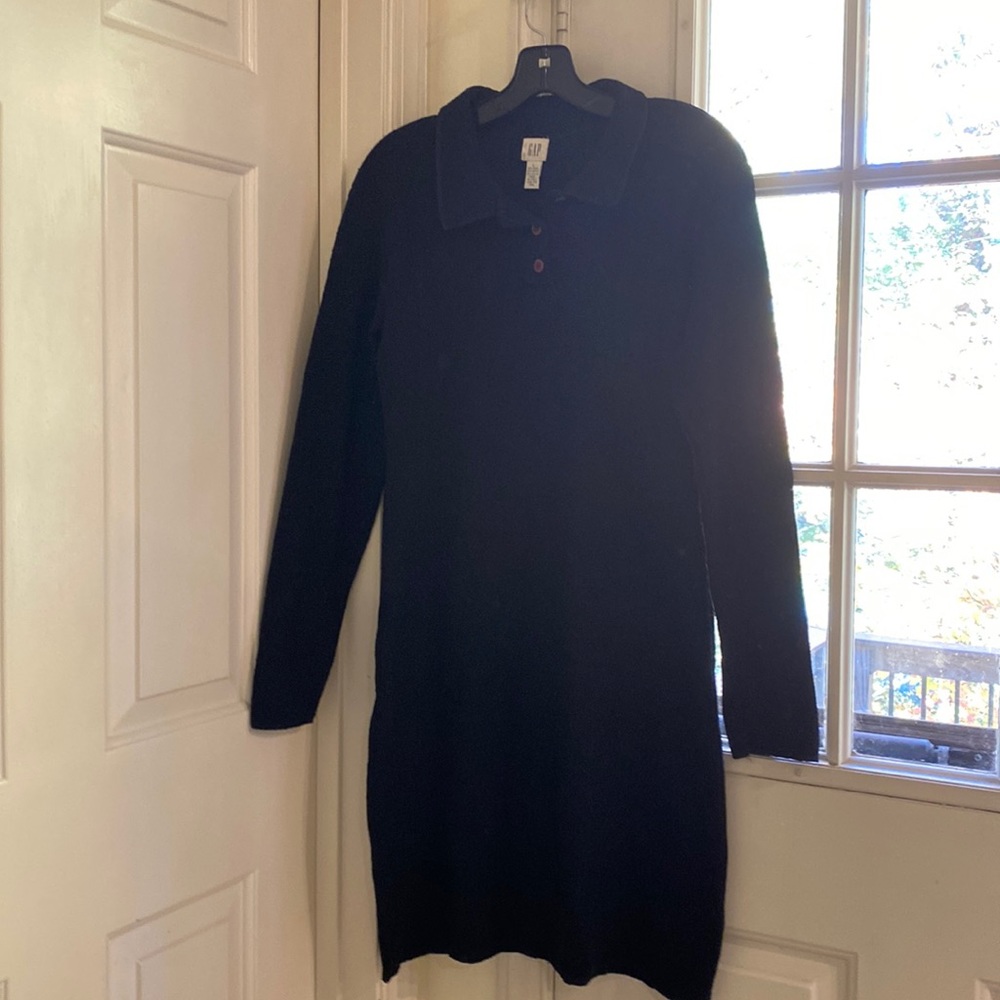 GAP Black Long Sleeve Wool Dress